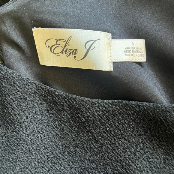 Eliza J Little Black Dress Cascading Ruffle Sleeveless Size 8 Wedding Guest - Picture 5 of 9